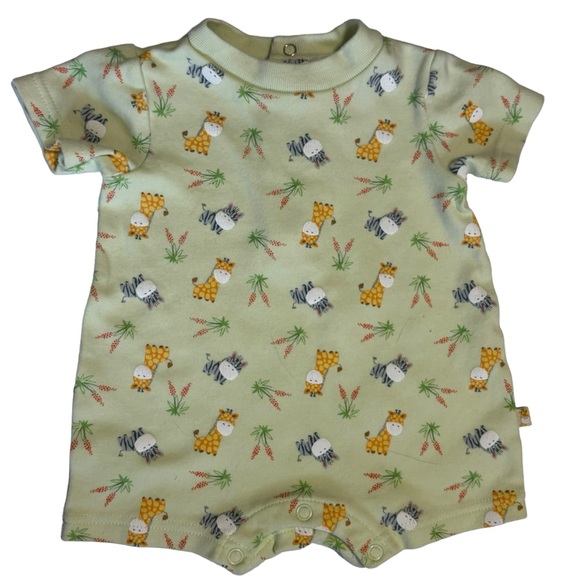 Class Club Baby 3 mo romper 1 piece shorts green giraffes & hippos unisex - Picture 1 of 6